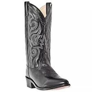 Dan Post Milwaukee R Toe Mid Calf Western Boots Ostrich Leather Black Mens 10